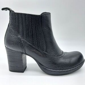 Born Boots Womens Sz 8.5 Black Leather Mireille Classic Block Heeled Platform
